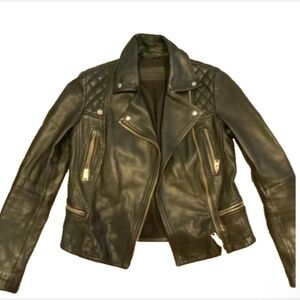 ALL SAINTS Leather Catch Biker Jacket Size 0 Grunge Gothic